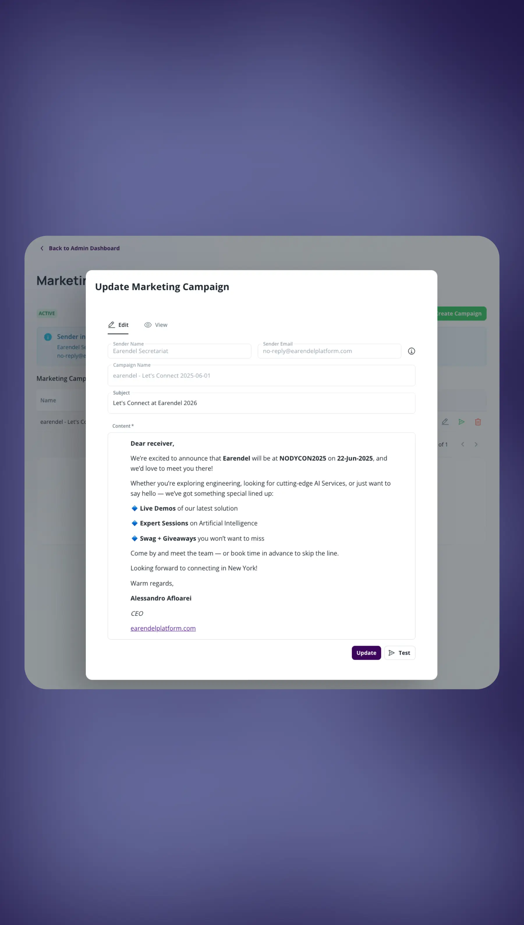 Marketing campaigns dashboard